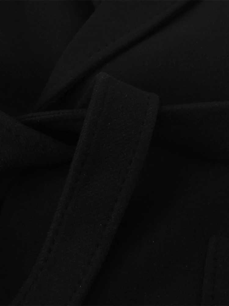 2025 Autumn Winter Womens Lapel Long Coat with Belt Elegant Lace Up Pockets Female Solid Jackets Fashion Lady Outerwear StreetT251224