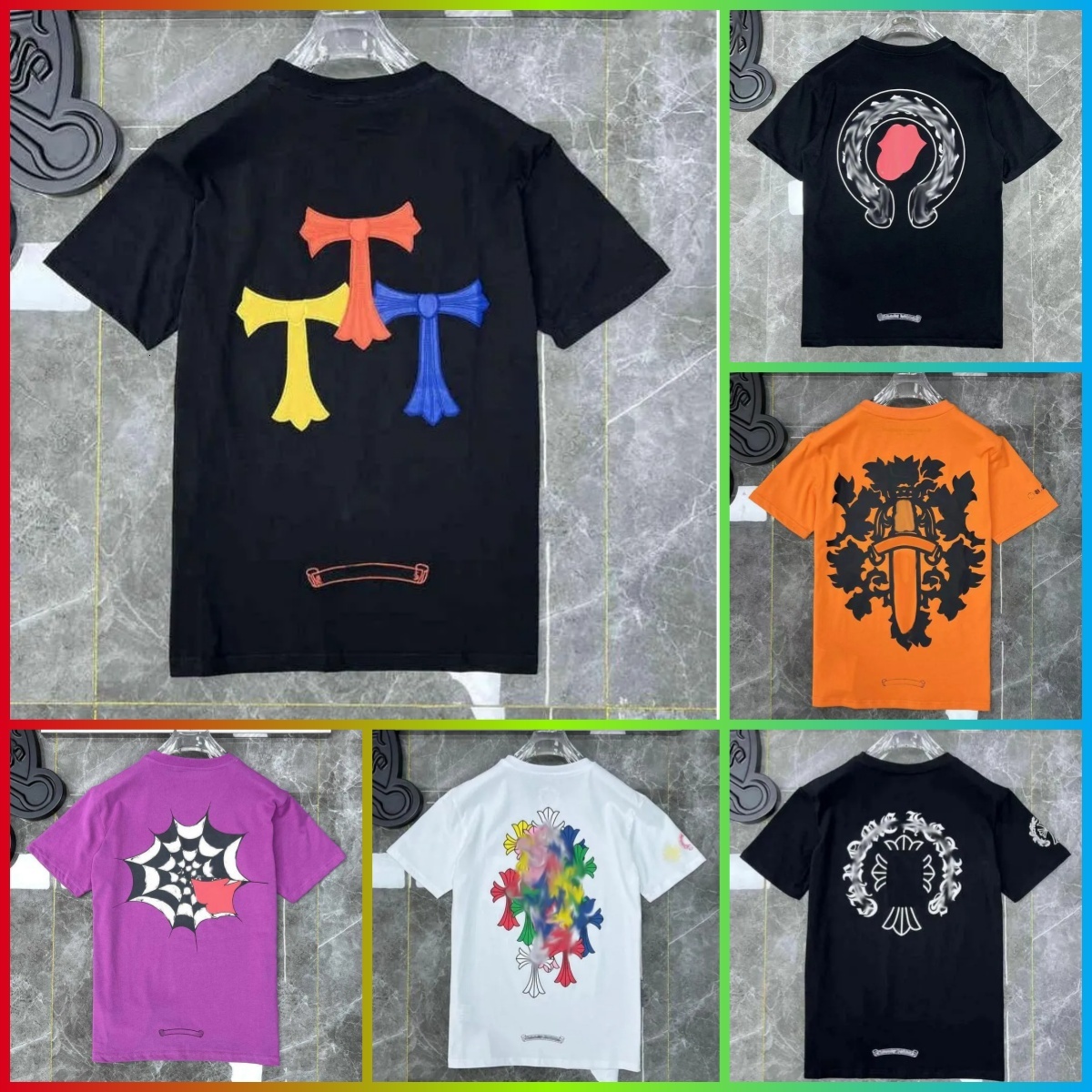 higher quality chrome Summer Shirt Printed Fashion Designer Man Cotton Casual Tees Short Sleeve Hip Hop Brand Streetwear Tshirts Men's Clothing tee 62 86