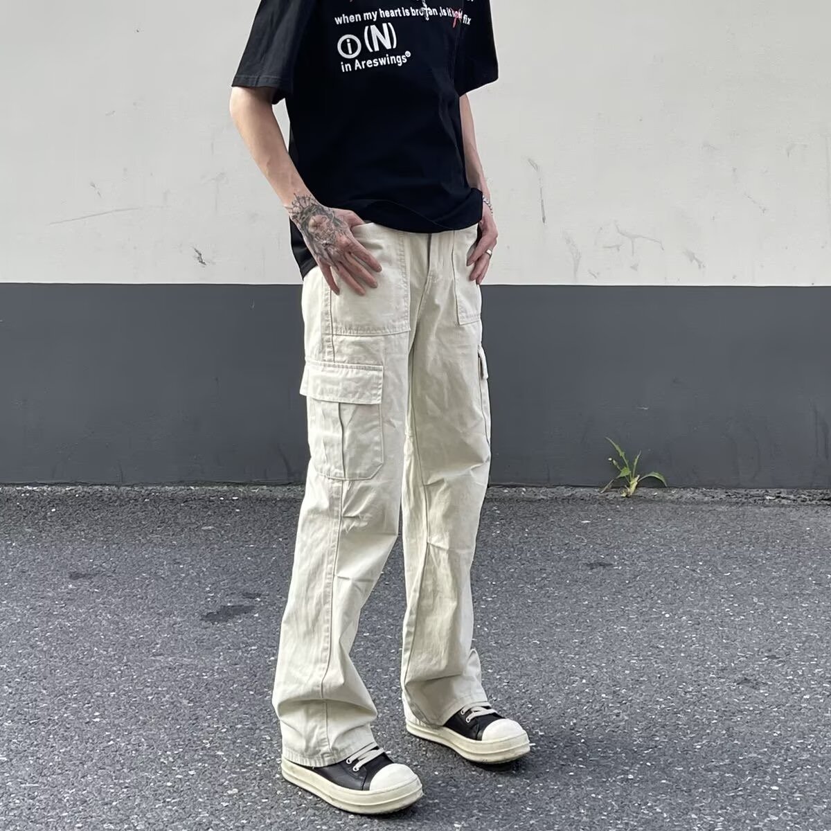 American Cleanfit Cargo Pants with Large Pockets for Men, 2025 New Style Parachute Pants, Oversized Versatile Straight-Leg Casual Trousers