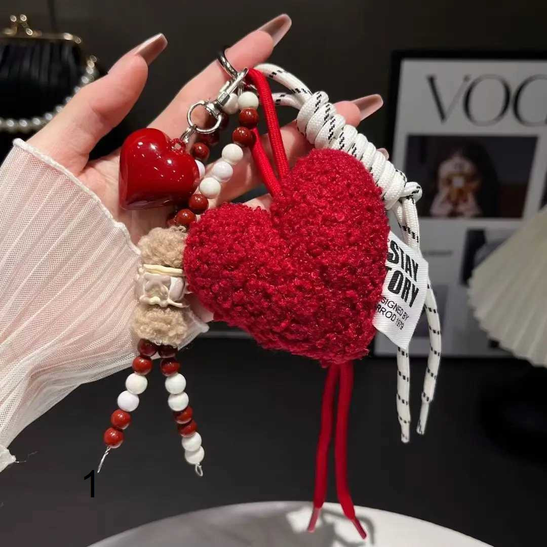 trendy fashion plush beaded mobile phone lanyard highvalue niche bag antiloss pendant car keychain ornament chain ins 9B4N