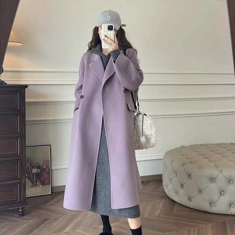 Coats and Jackets Women Korean Fashion Double Sided Wool Coat 2025 New Lapel Double Breasted Oversized Femme Elegant Winter CoatT251224