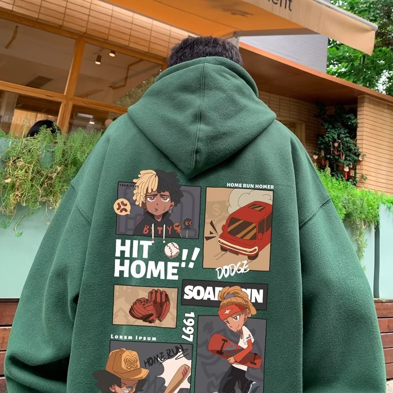 Fleece Lined & Thickened Oversized Couples Hoodie, Trendy Versatile BF-Style Ins Fashion, Hong Kong Style Outerwear for Men, Fall & Winter