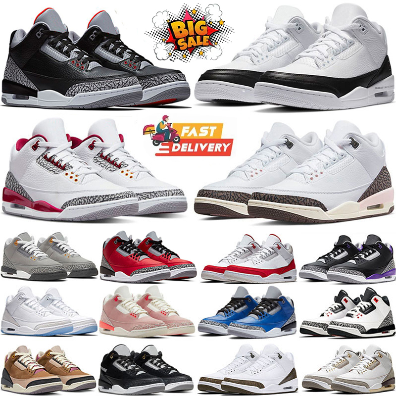 Designer 3 Basketball Shoes Men Women 3s Sneakers White Cement Dark Iris Blue Pine Green UNC Rust Pink Black Cat Wizards Outdoor Sports Trainers 36-47