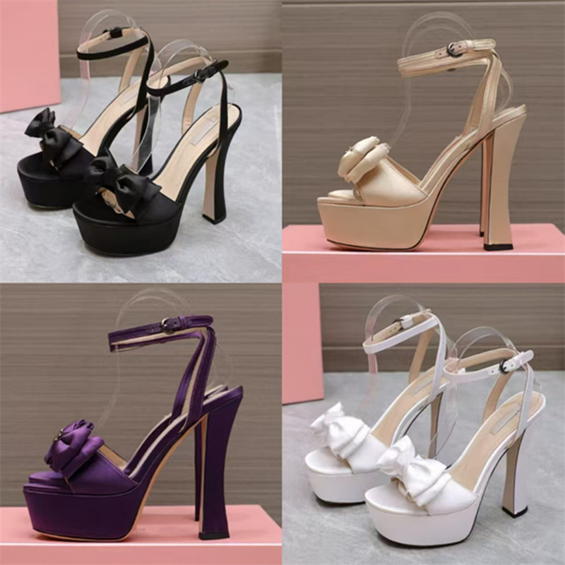 bow tie high-heeled sandals summer women's gladiator sandals new luxury brand rivet high-heeled shoes designer women's shoes14Cm high 35-41size