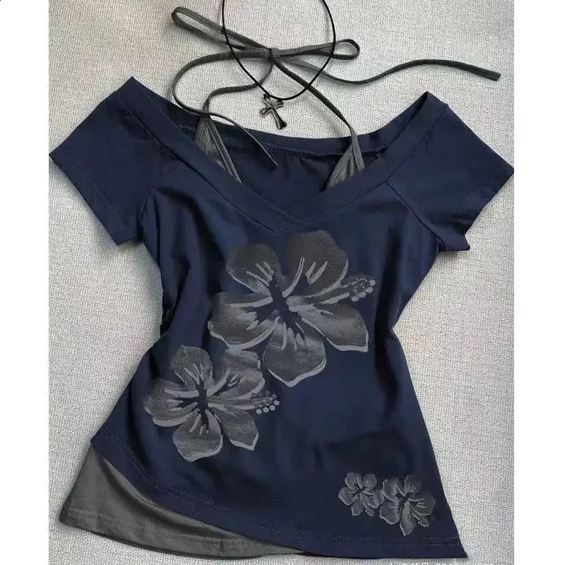 Vintage Clothes Women Print Sexy Punk Streetwear Slim Femme Tees Shirt Gothic Casual Grunge T Shirts 2000s Emo Y2k Crop Top 251223