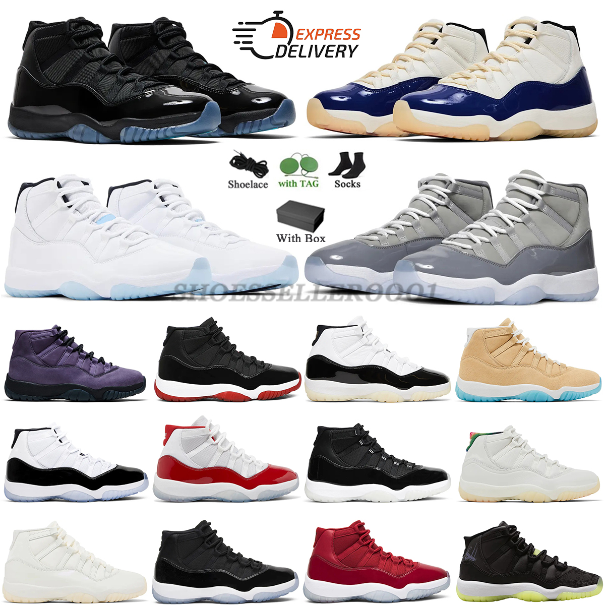 Basketball Shoes For Men Women 11 Gamma Blue 11s Mojave Cherry Cool Grey 72-10 Cap and Gown sneaker breathable Sports Shoes Training Athletic men Women Shoes trainer
