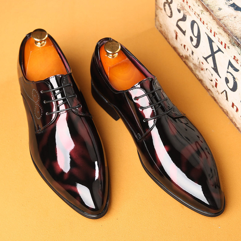 Plus Size Men's Pointed Toe Patent Leather Shoes Lace-Up Formal Business Shoes for Casual Office Wear plus size 38-50