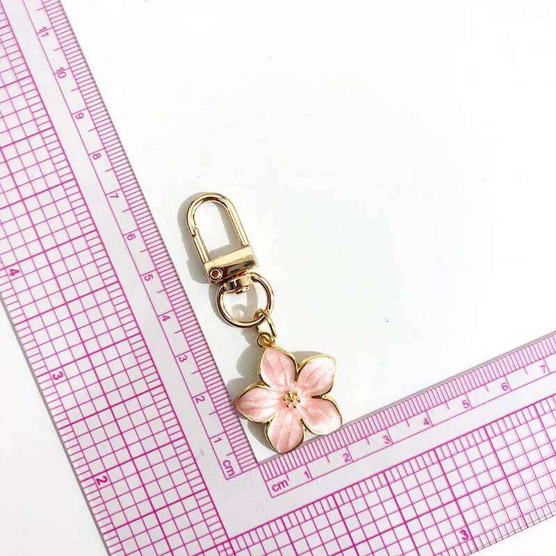 Lovely Sakura Flower Keychain Charm Enamel Pink White Black Women Bag Charms Key Ring Accessories X251224
