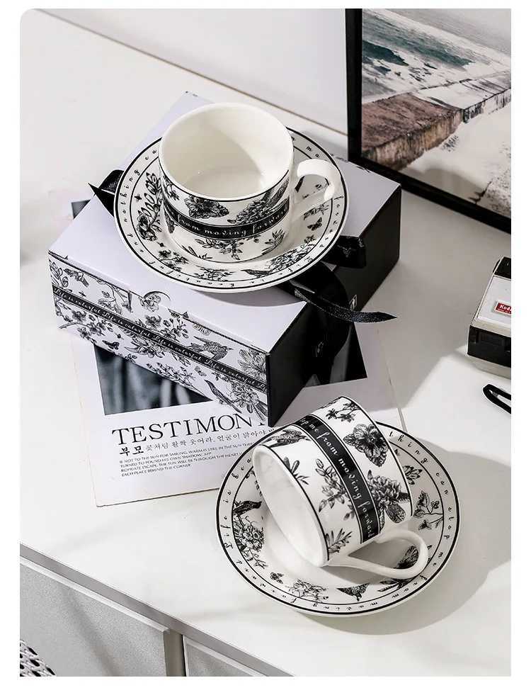 Retro Pinellia Flower Coffee Cup Plate Set High Quty Mug with Hand Gift High Appearance Tea Cup High Temperature Resistant C251224