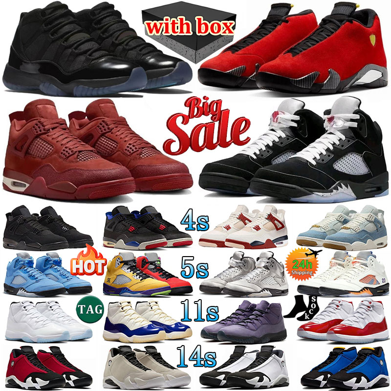 Designer shoes 4s 5s 11s 14s men women basketball Black Cat Rare Gamma Blue Cherry Cool Grey Reimagined Ferrar Sneakers Brick by Brick outdoors sneakers With Box