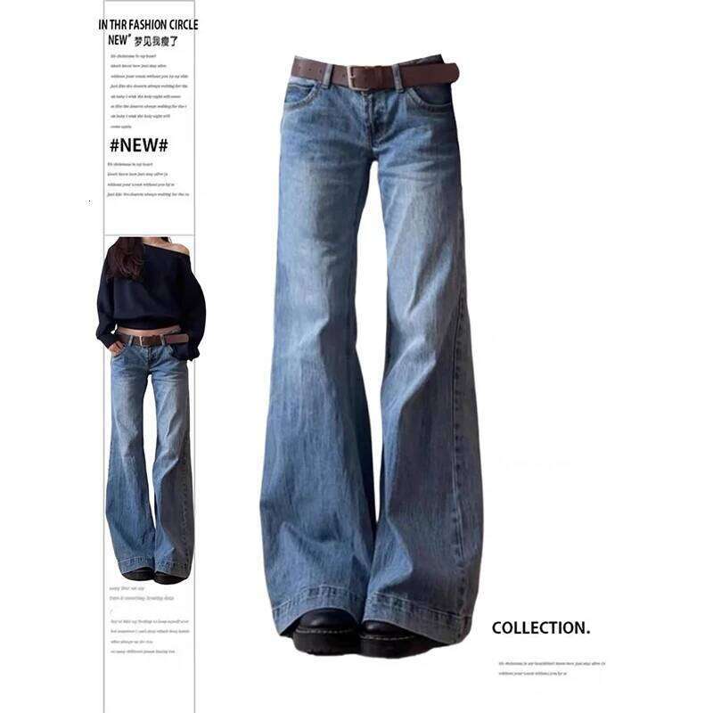 ZHIZOU Autumn Women Vintage Old Money Baggy Flare Jean Japanese Y2K Streetwear Denim Pants Grunge Bell-Bottom High Street Korean X251224