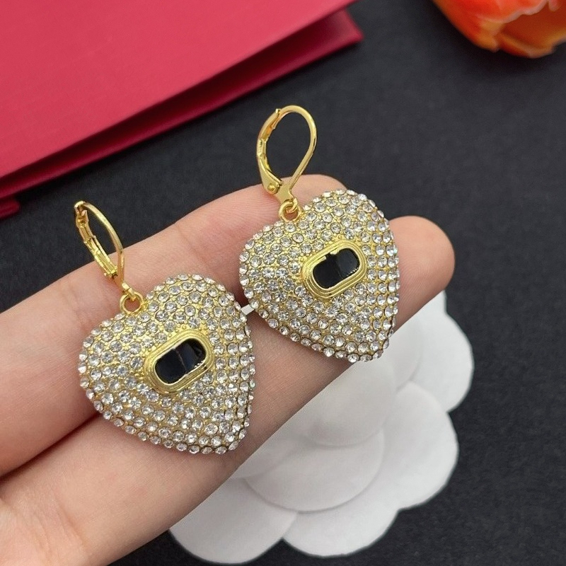 Luxury Earrings for Womens Designer Brand Ear Stud Heart Stud Earrings Classic Women Earings Full Diamond Earrings Brand Wedding Party Jewelry