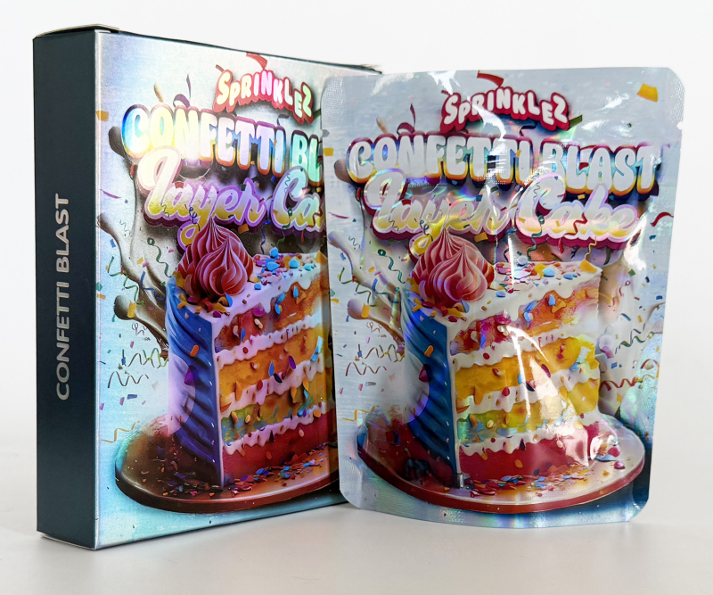 Durable 3.5 Inch Bags + Boxes (Smell Proof) Personalized Cali-Style 1/8oz Mylar Packets w/Matching Cardboard Container custom printed