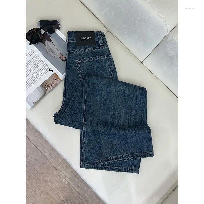 Women's Jeans 2025Women Dark Blue Fleece Lined Thickened Warm Denim Pants With Fashion Pocket Design Casual Straight Leg Winter Trousers Z260313