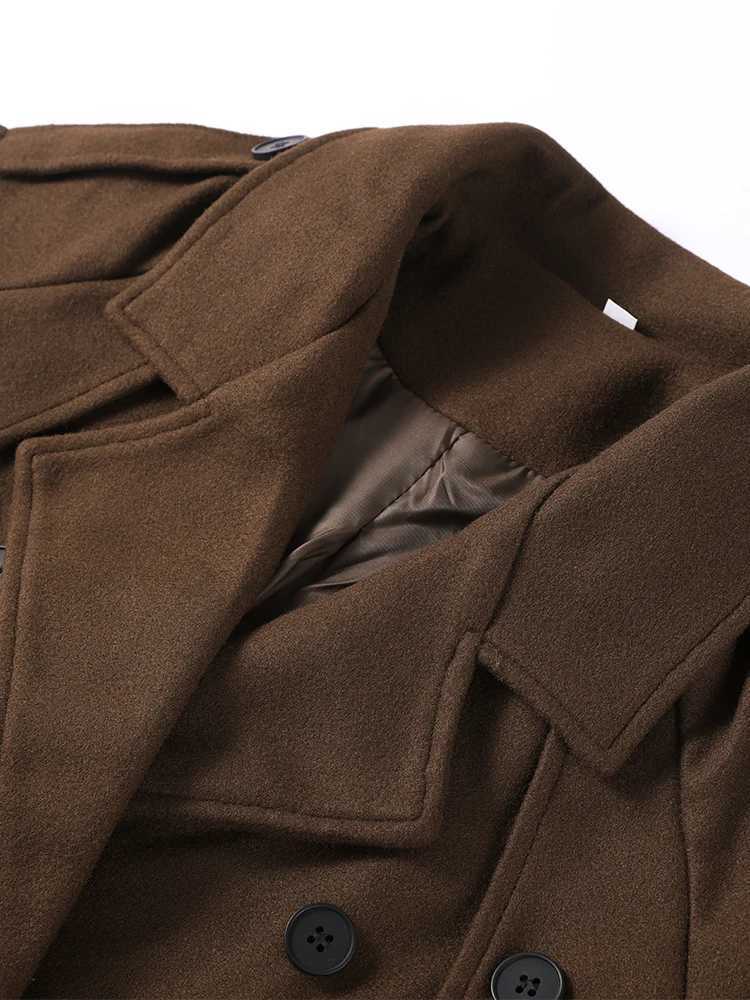 Fashion Long Woolen Jacket For Women Elegant Turn Down Collar Double Breasted Coats Female Winter Autumn Chic Street OuterwearT251224