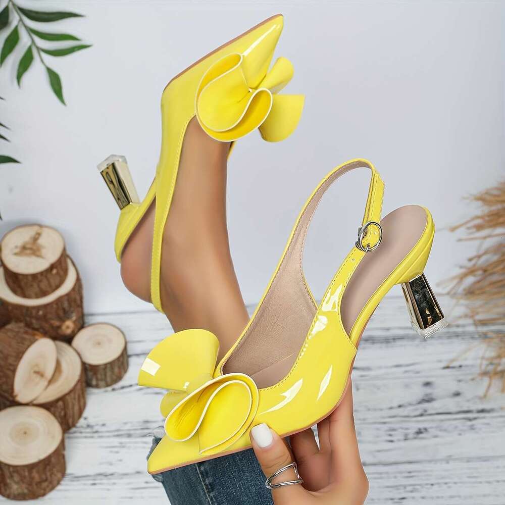 Single Shoes Are Comfortable Lightweight With Elegant Trumpet Flower Pointed Tips And Summer Shallow Mouth Heels MOJIDASHU