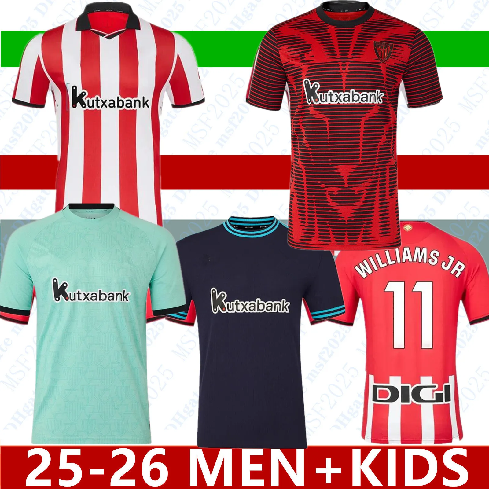 25 26 camiseta de Bilbao Soccer Jerseys GURUZETA BERENGUER MUNIAIN Athletic WILLIAMS JR Football shirt GARCIA VILLALIBRE Athletic Bilbao 2025 Sancet UNAI SIMON 999