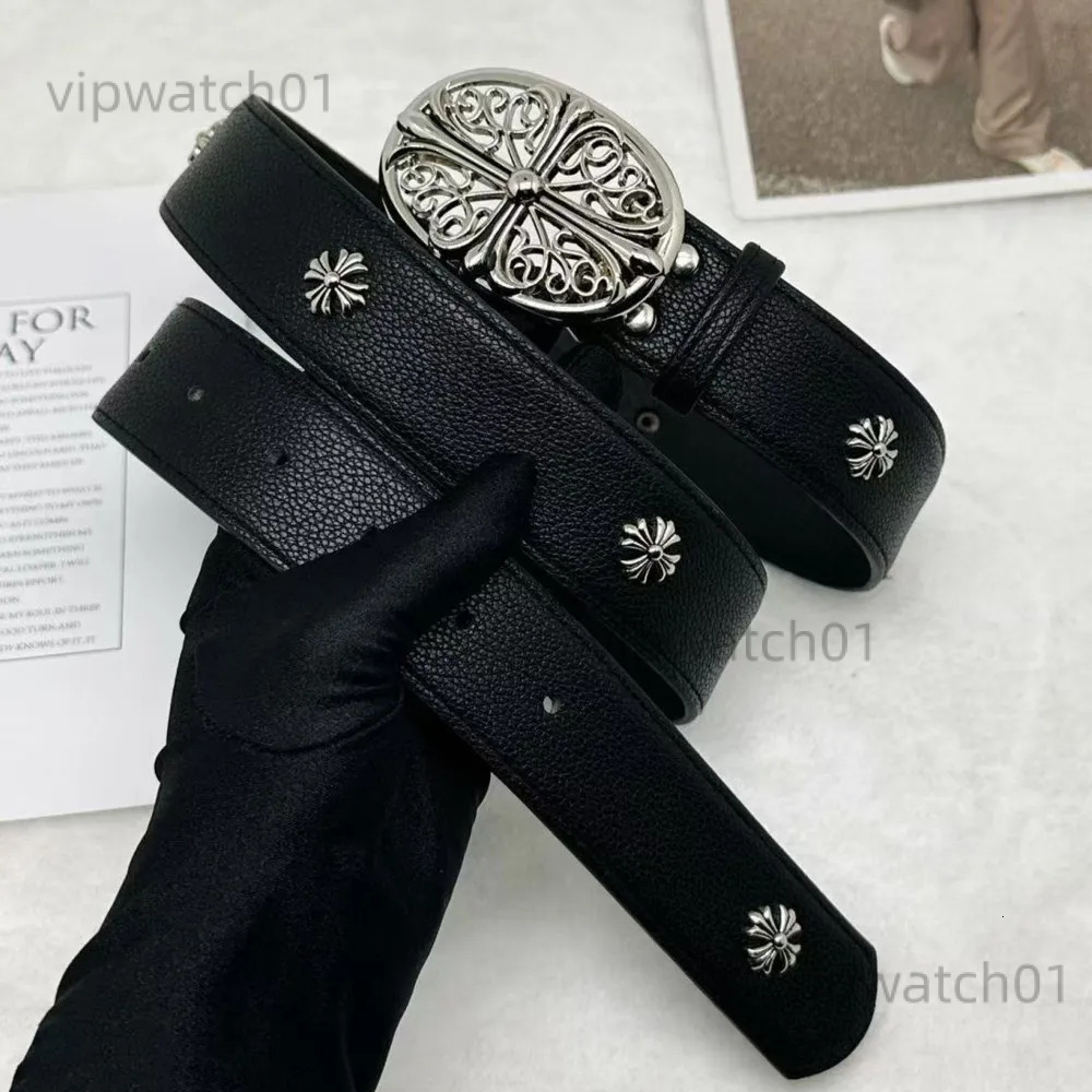 Belts Chrome belts Designer men's belts genuine leather belts luxury cross rivet letter belts fashion classic Vintage metal skull cd7