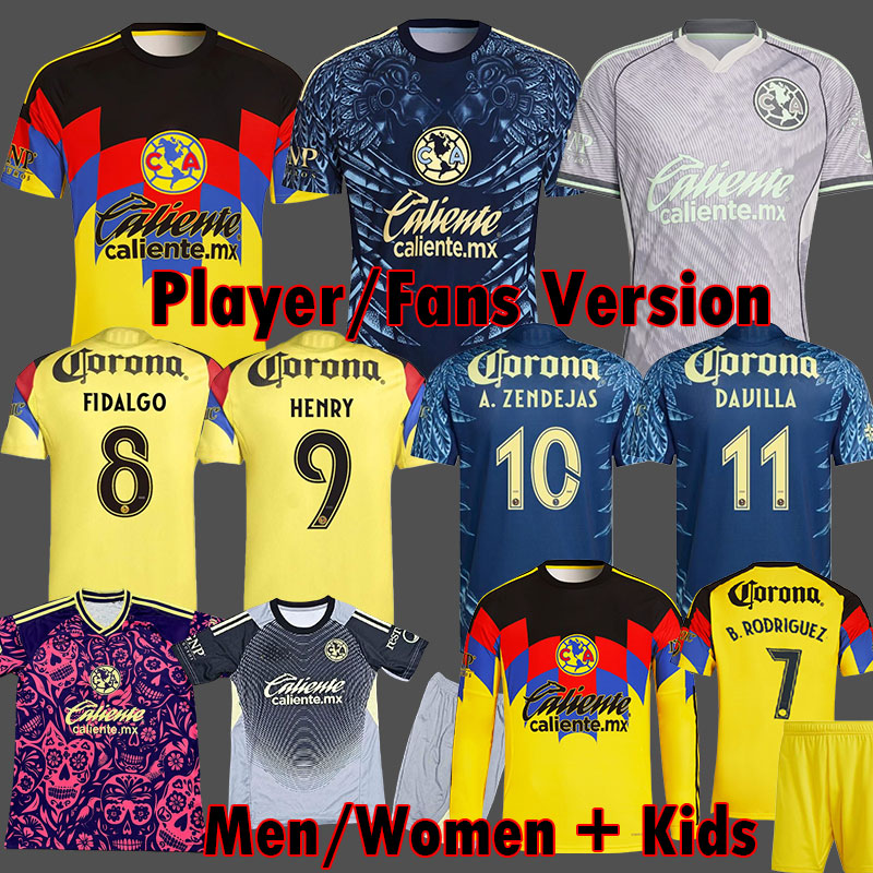 Club America 25 26 Soccer Jerseys TRICAMPEON RODRIGUEZ BORJA America HENRY ZENDEJAS FIDALGO 2025 2026 CA Football shirts Player Version Liga MX women kids Kits
