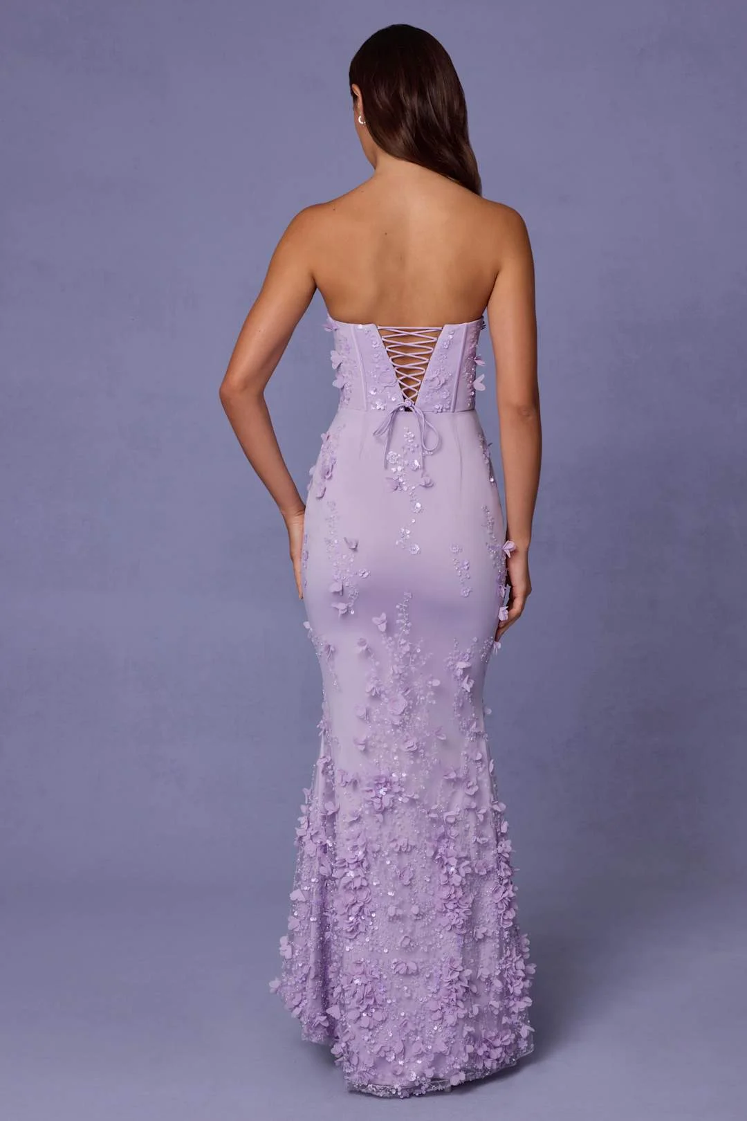 Modern Purple Prom Party Dress 2026 Strapless Flowers Laces Beads Long Mermaid Evening Birthday Formal Gowns For Pageant