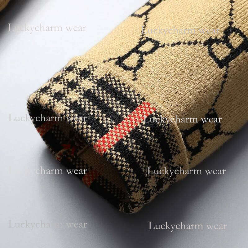 Designer Luxury Brand Knitted Cardigan Lapel Embroidered B Jacquard Sweatercoat Korean Winter New Fashion Trend Men's Wear