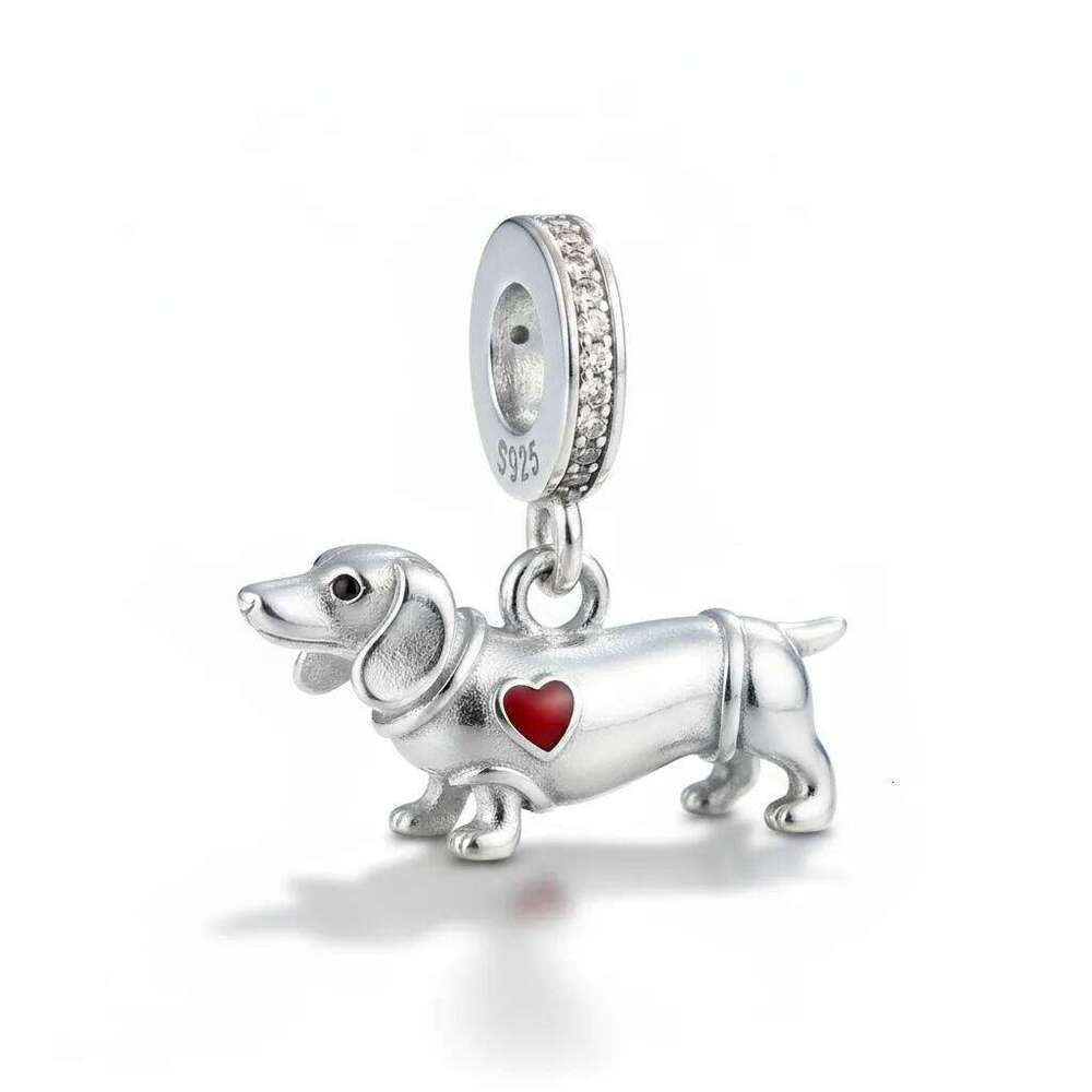 925 Sterling Silver Dachshund Puppy Sausage Dog Pendant Fit Original Charm Bracelets Women DIY Jewelry Gift X251224
