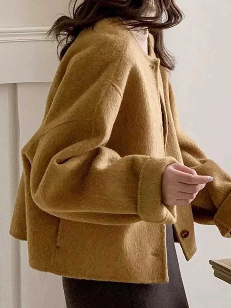 Wool Overcoat Winter Autumn Womens Short Coat Office Lady Elegant Double-sided Woolen Coat 2025 New Cardigan Jackets LooseT251224