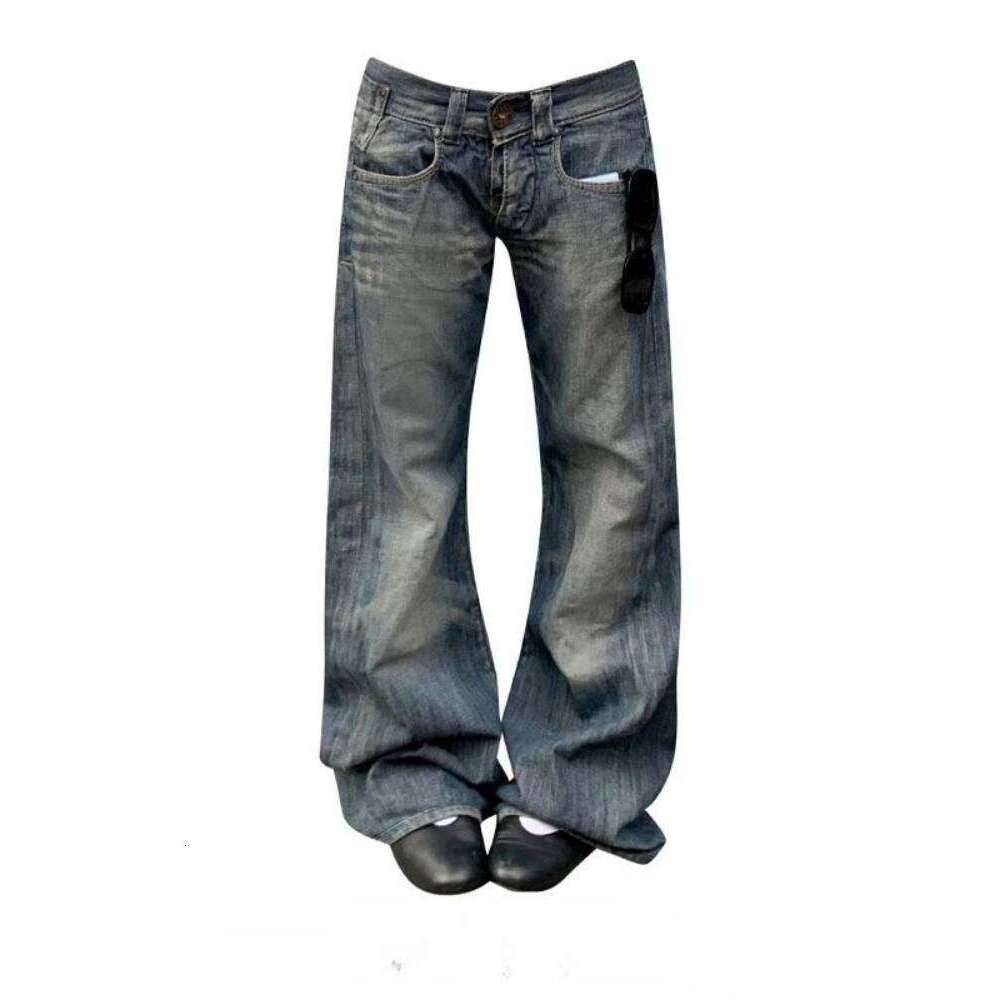 Deeptown Blue Vintage Y2k Women Jeans Wash Harajuku Low Waist Japanese 2000s Style Denim Pants Baggy American Streetwear Autumn X251224