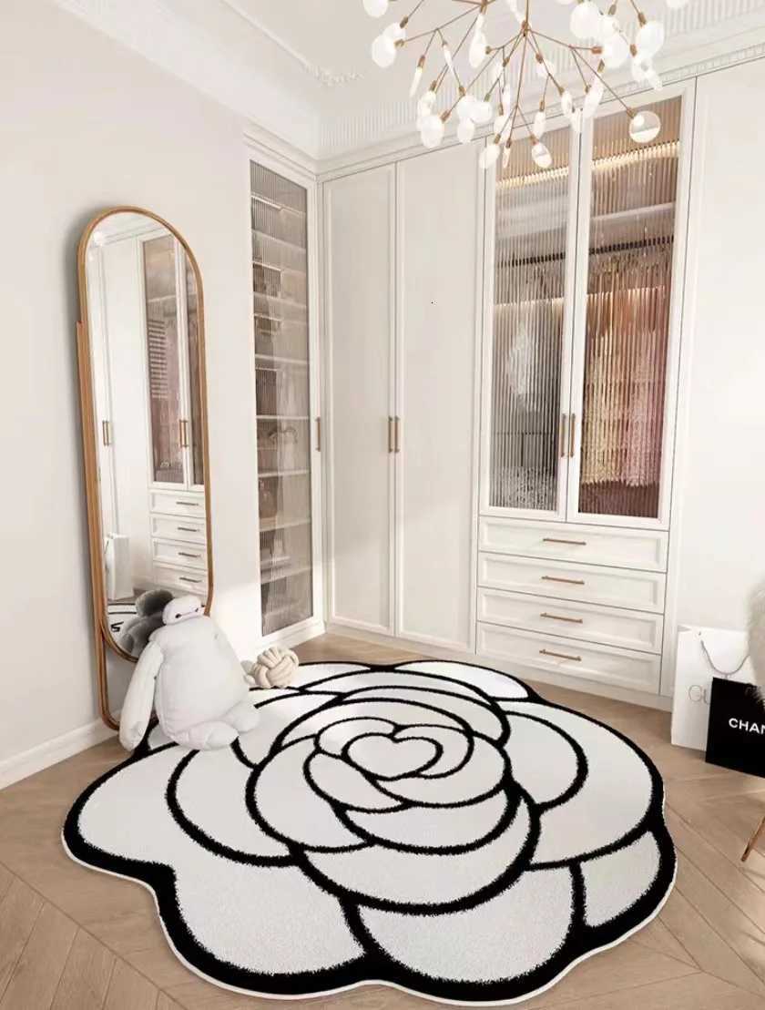 luxury Camellia Shaped Crystal Pile Carpet Living Room Bedroom Cloakroom Dressing Room Study Room Decorative Non-slip Carpet M251224