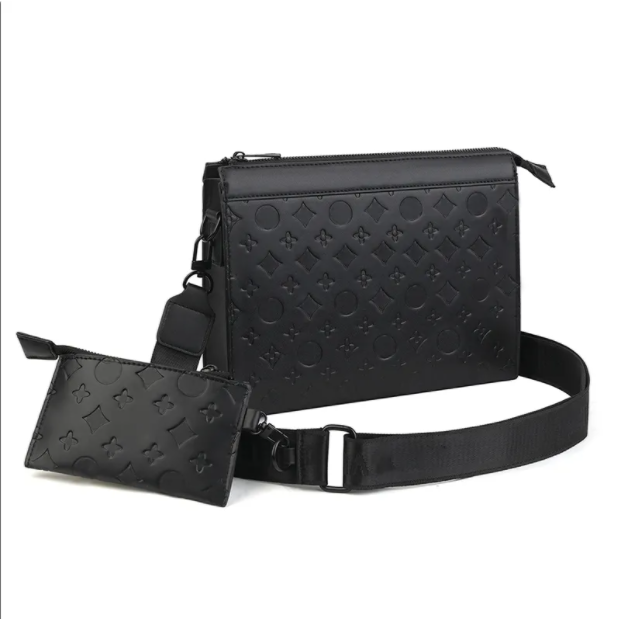 7A Casual Business Shoulder Bag for Men PU Leather Messenger Wide Strap Bag Square Plaid Designer Male Sling Bag lvslys The tote bag luxury designer bag crossbody bags