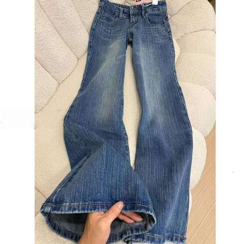 Girls Korean Low Waist Flared Jeans Lady Fashion Designer Bell Bottom Pants Women Slim Fit Thin Casual Denim Trousers X251224
