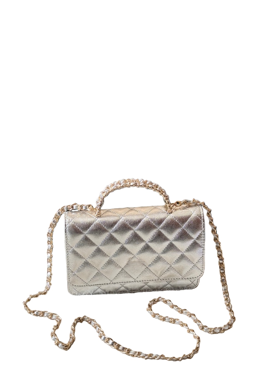 Pearl Diamonds Letter Handle Ladies Designer Flap Bags Woc Caviar Leather Light Gold Hardware Matelasse Chain Card Holders Shoulder Wallet Cross Body Handbag