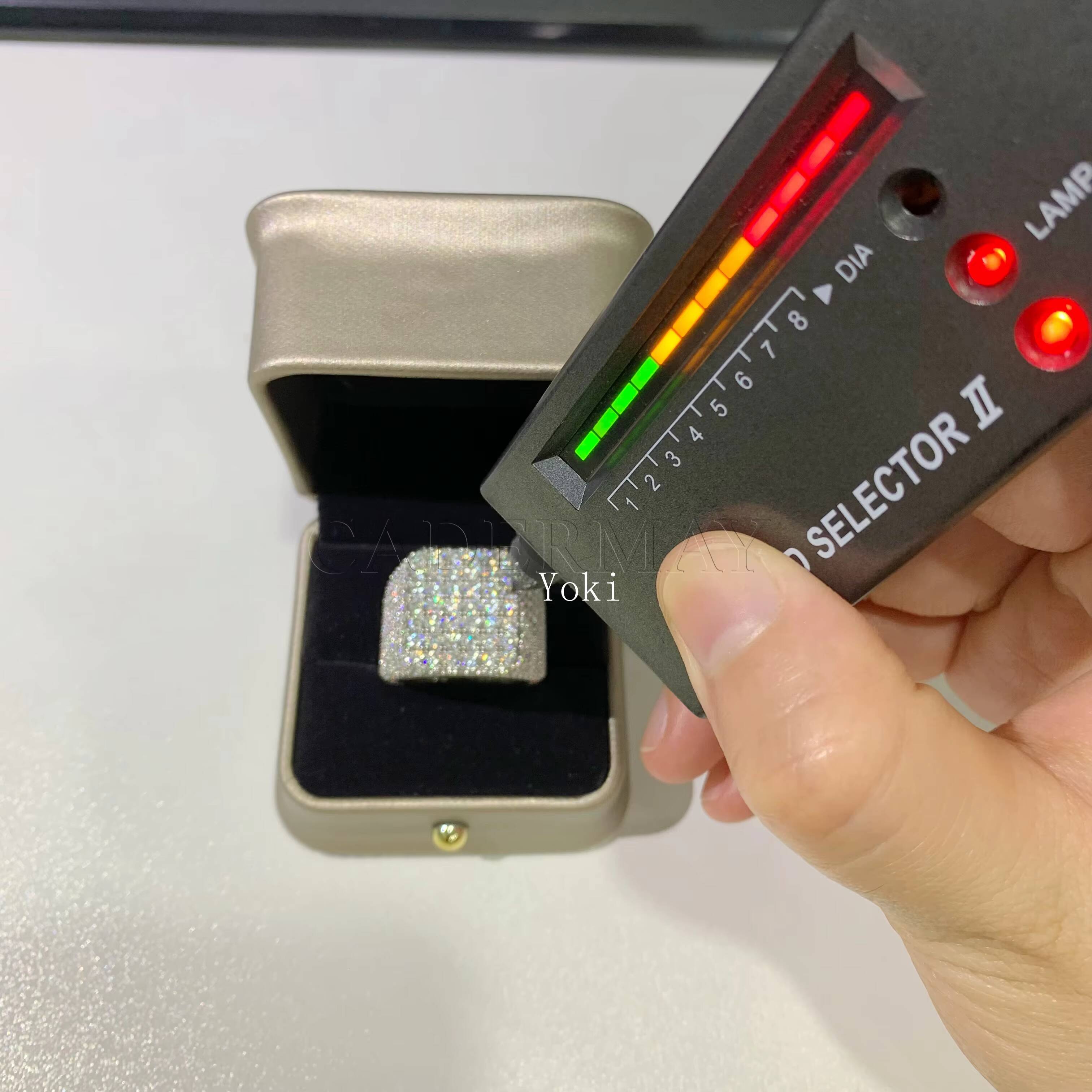 Hip-Hop Jewelry Custom Made Moissanite Champion Ring Full Iced Out Square 925 Silver VVS Moissanite Pinky Ring for Men