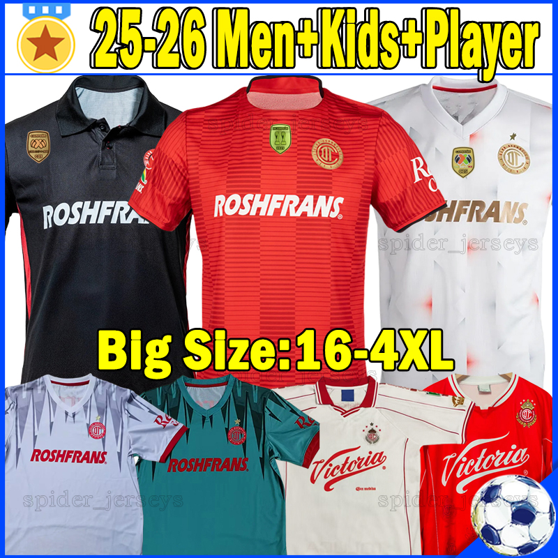 XXXL 4XL 25 26 Deportivo Toluca Soccer Jerseys Liga MX Retro 1999 01 2004 05 HELINHO MORALES PAULINHO Football Shirts 2025 2026 Player Version Men Uniforms Kids kits