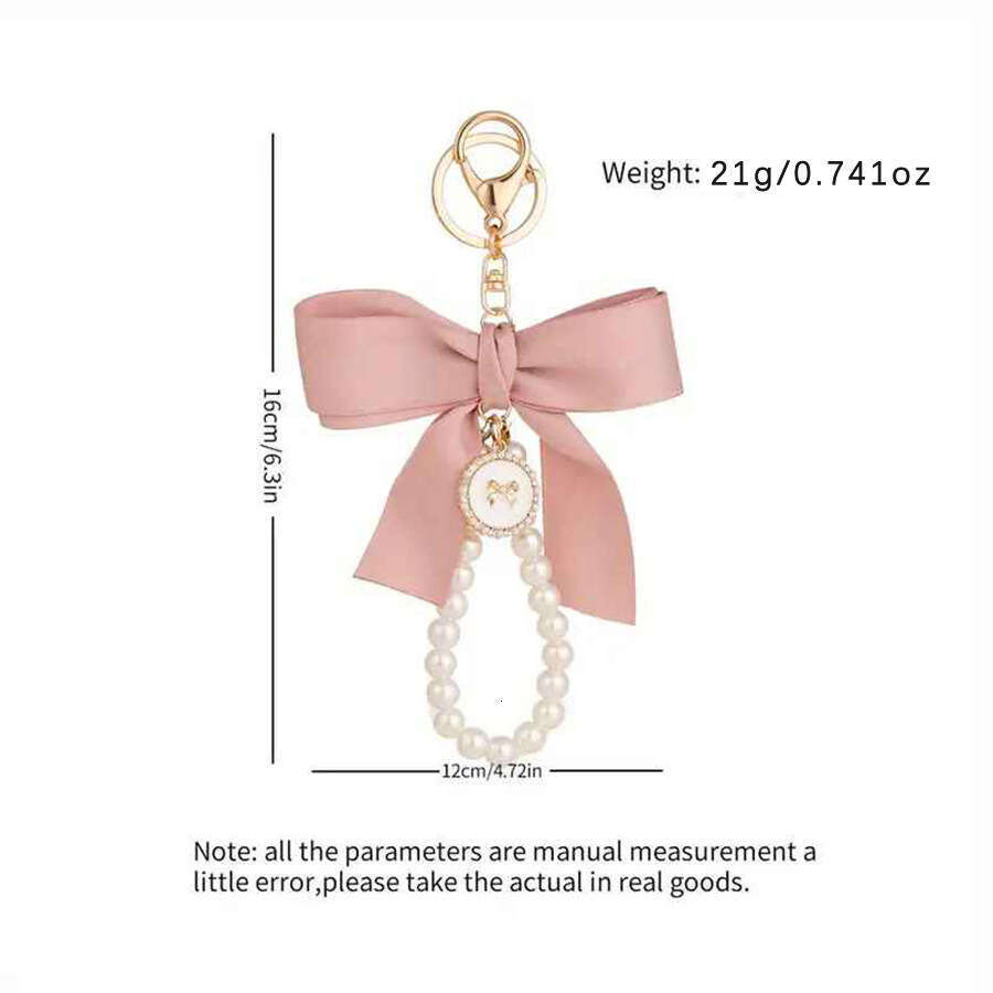 Large Bowknot Pearl Keychain Pendant Creative Colorful Ribbon Cloth Knot Accessories Earphone Case Bag Accessory