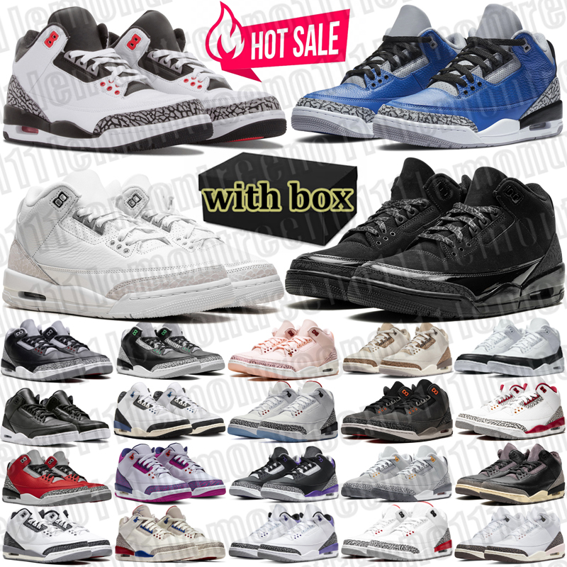 with box designer 3 3s basketball shoes for men women black white cool grey purple mens trainers outdoor sneakers