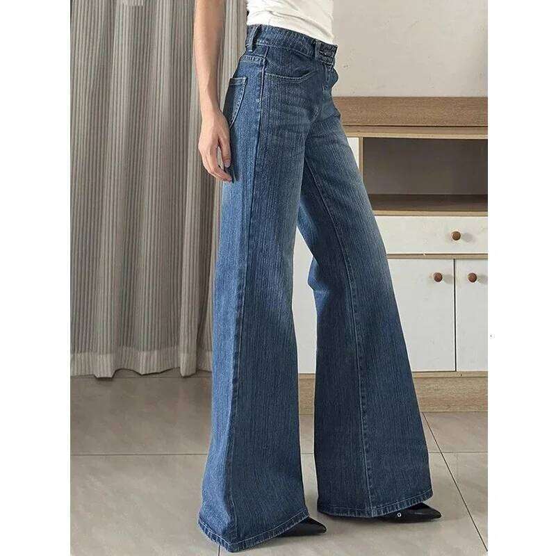 Girls Korean Low Waist Flared Jeans Lady Fashion Designer Bell Bottom Pants Women Slim Fit Thin Casual Denim Trousers X251224