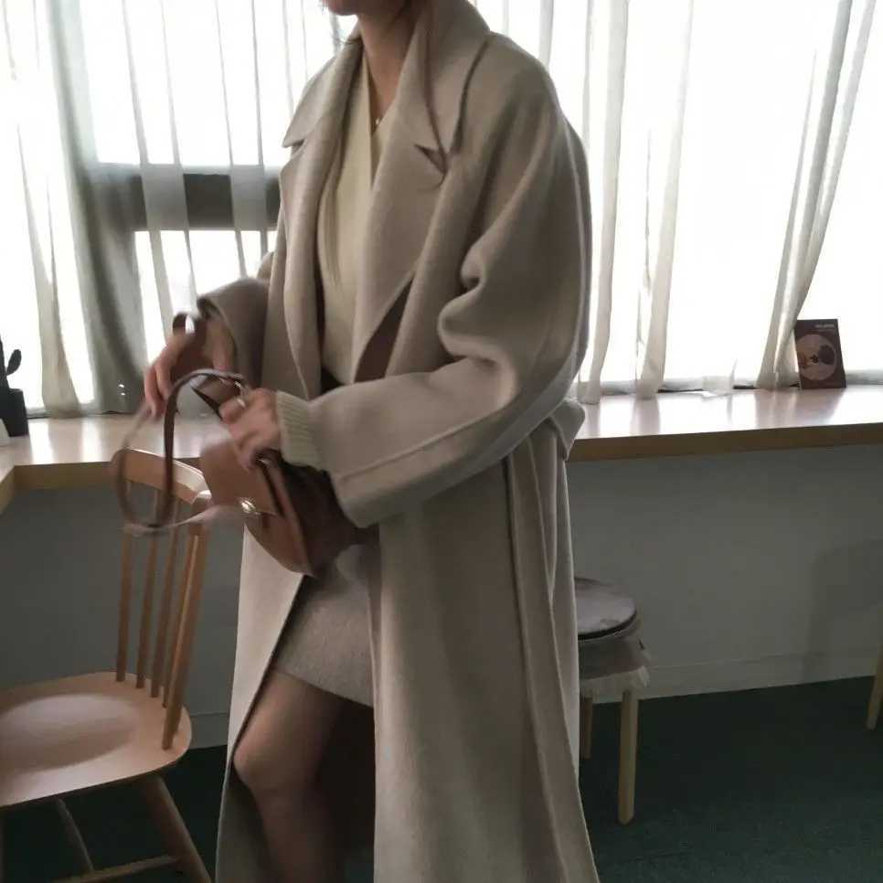 Wool Blend Coats Womens Woolen Coat Orange Winter Satin Pastoral Buckled Boho Style Outings Nordic Conference Versatile ModernT251224