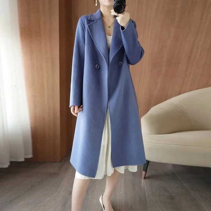 100 Pure Wool Double Sided Cashmere Jacket Women Outer Wear Loose l Professional Coat New Autumn Winter Woolen Windbreaker CoatT251224