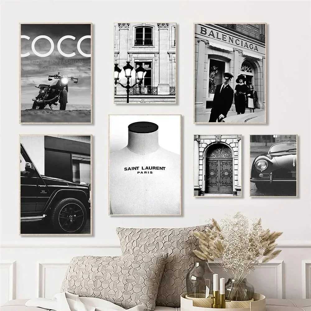 Super Car Luxury Fashion Store Black White Wall Art Canvas Painting Nordic Posters And Prints Wall Pictures Living Room Decor Y251224 - view 3