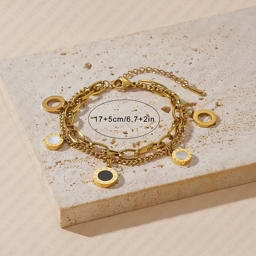 Designer Bracelet for Women Roman Numeral Bracelets Gold Hollow Tassel Bangle Double Sided Shell Bangles Luxury Jewlery Designer for Women Classic Ele