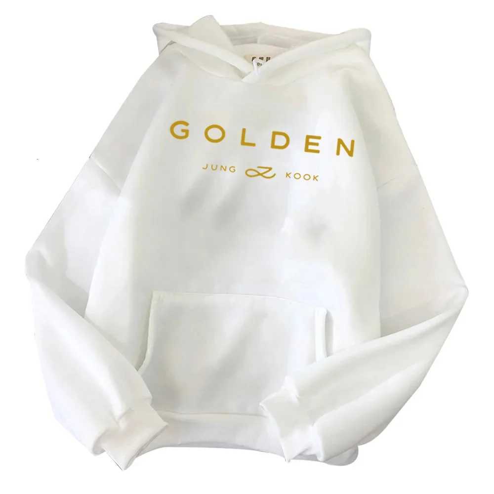 Korean Popular Jungkook Kpop Mens Hoodie Fall Winter Warm Mens Sweatshirt Gold Letter Print Mens SweatshirtT251224 - view 5