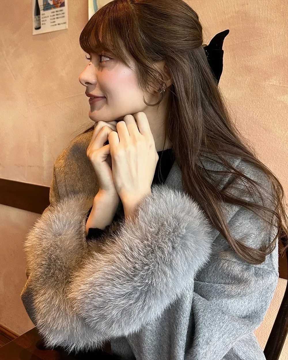 Solid Woolen Blend Fur Cuff Coat Women Loose Lapel Furry Belt Long Sleeve Female Jacket New 2025 Autumn Winter Lady Chic OutwearT251224