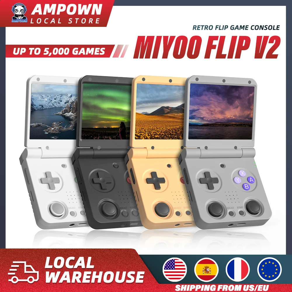 MIYOO Flip V2 Handheld Game Players 35IPS Screen Linux System Onion OS Video Game Consoles Free Storage Bag Gamer Gift Gaming 251219