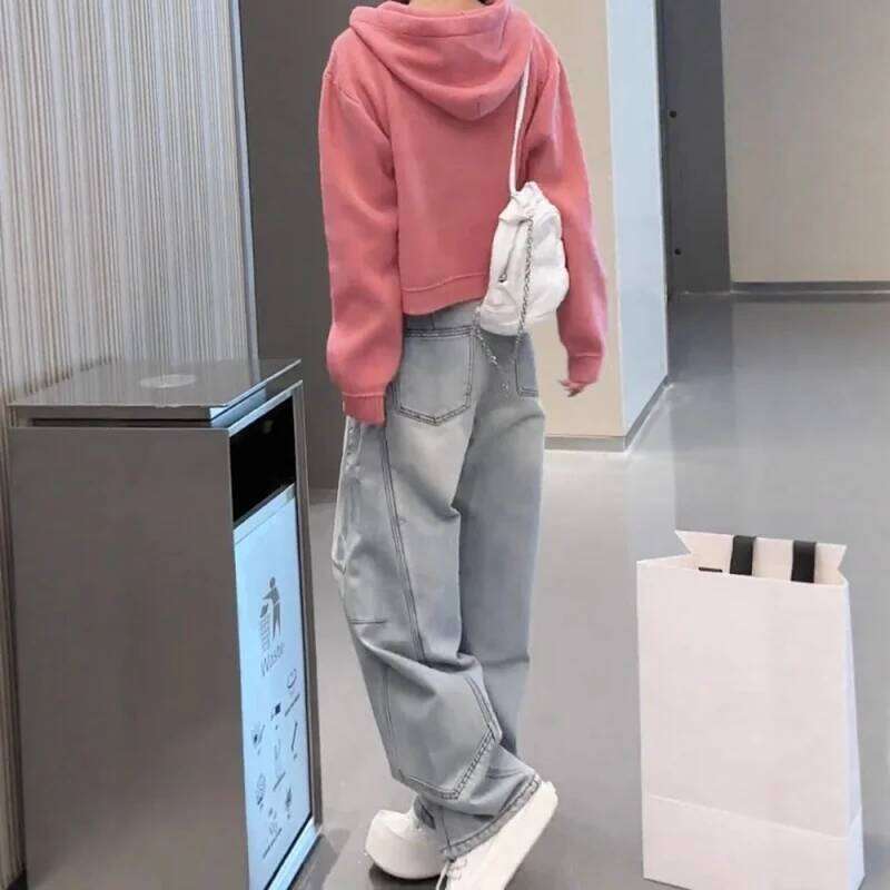 Plus Size Women's Winter Thick Fleece-Lined Wide-Leg Straight Jeans for Pear-Shaped Figures X251224