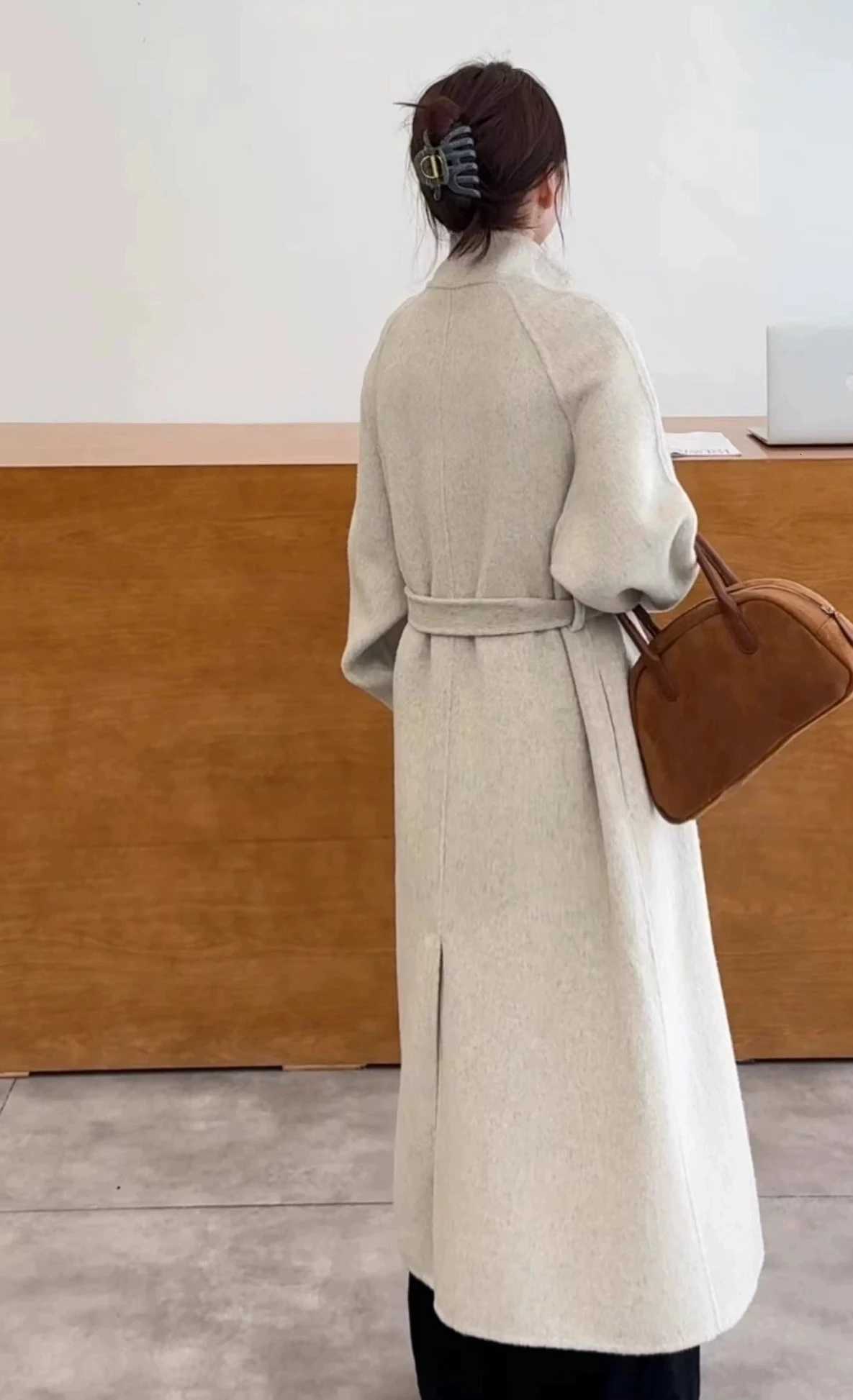 Double Sided Cashmere Coat For Women 2025 Winter New Temperament Turtleneck Woolen Overcoat Female Loose Woolen ClothesT251224