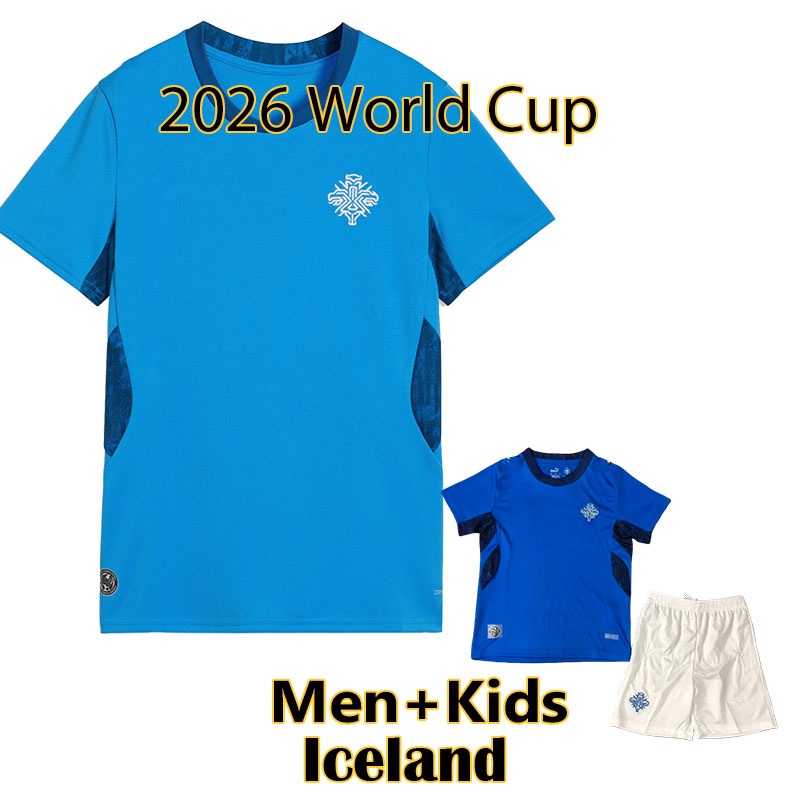 2026 World Cup Iceland Soccer Jerseys Souvenir Iceland Republic national 26 27 Home blue Away White Football Shirt men kids kit Sports Outdoors 999