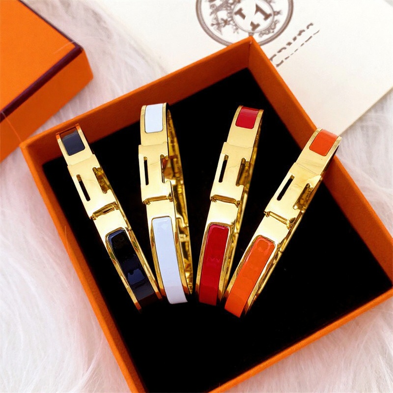 Womens H Bracelet 8MM Width Brand Designer Bracelet 18K Gold Bracelet for Women High Quality Designer Jewelry