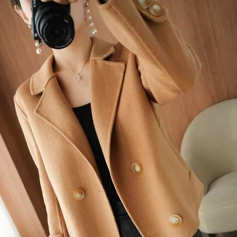 New High-End Single-Sided Woolen Coat For Women Fashion Casual Small Suit Autumn Winter Short Woolen Blending Coat FemaleT251224