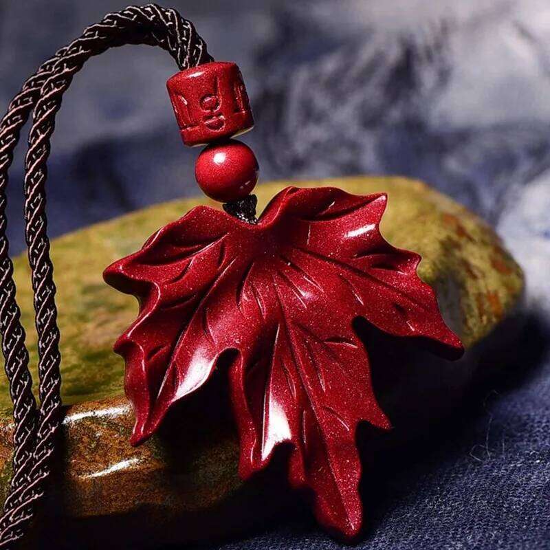 Cinnabar Maple Leaf Pendant Necklace, Men's and Women's Lucky Charm Pendant, Fashion Jewelry Accessories, Sweater Chains, Gifts X251224